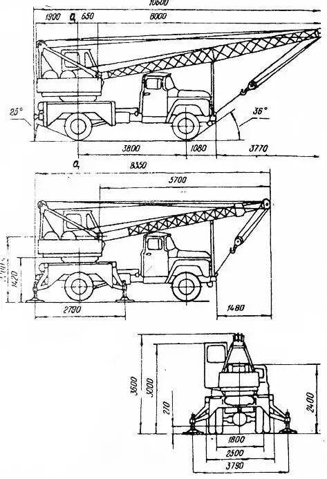Схема автокрана ЗИЛ-130
