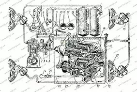 Схема срабатывания пневматического тормоза автомобилей МАЗ-500