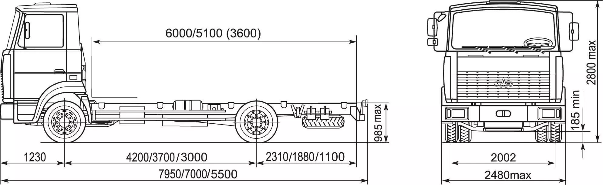 МАЗ 4370 Зубренок: технические характеристики, двигатели, сцепление, схема коробки передач, тормозная система